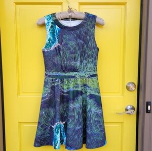 Melao Abstract Print Fit & Flare Dress Small Artcore